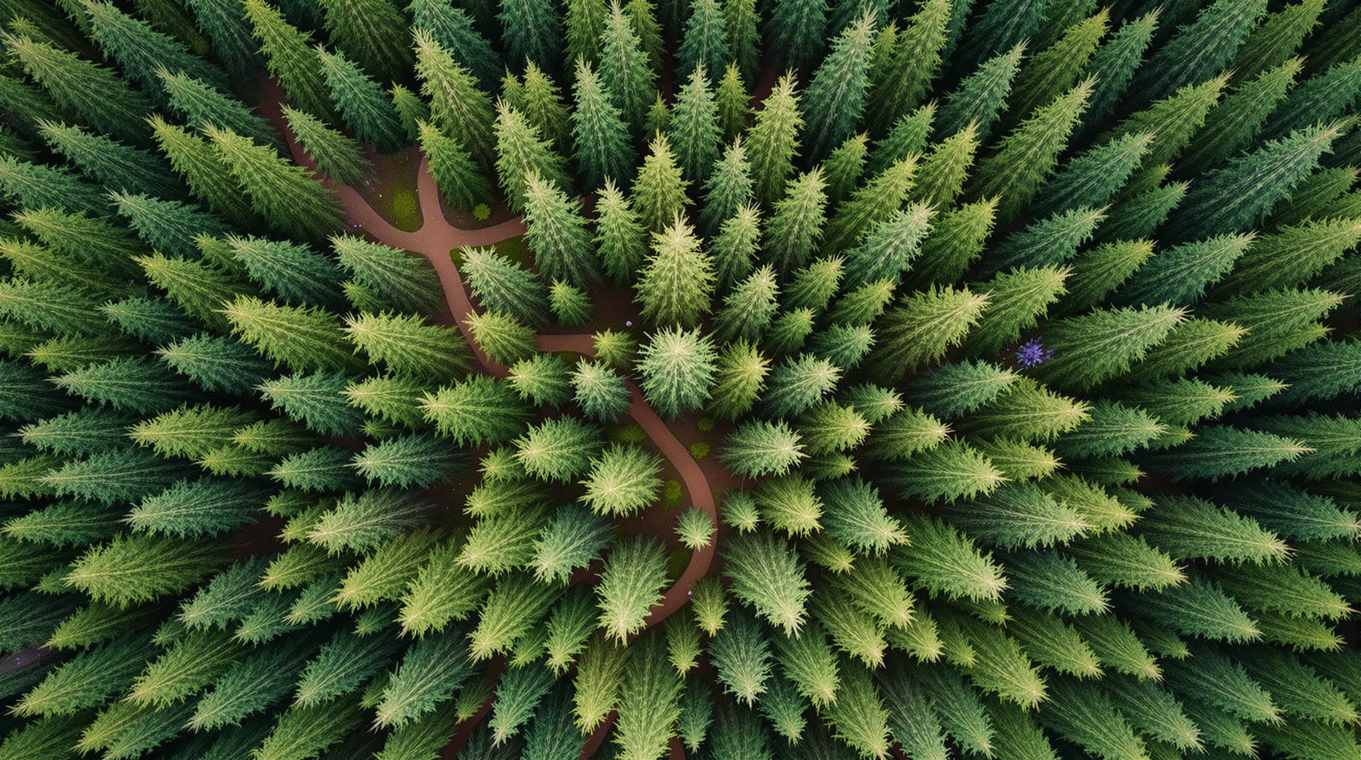 Aerial view of a dense forest canopy